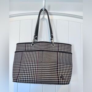 Lauren Ralph Lauren Vintage Brown tones Houndstooth Small Tote Distressed
